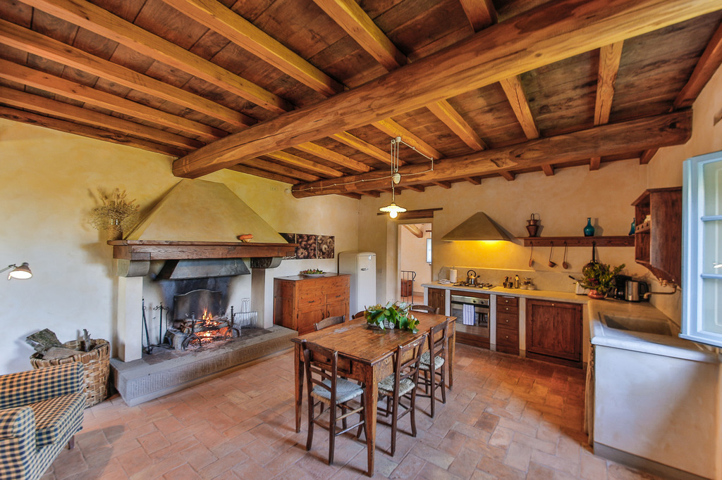 Kitchen with fireplace